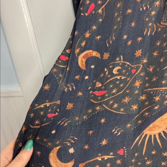 Farm Rio x Anthropologie Wide-Leg Trousers Sun Moon Print Size Small - Picture 13 of 16